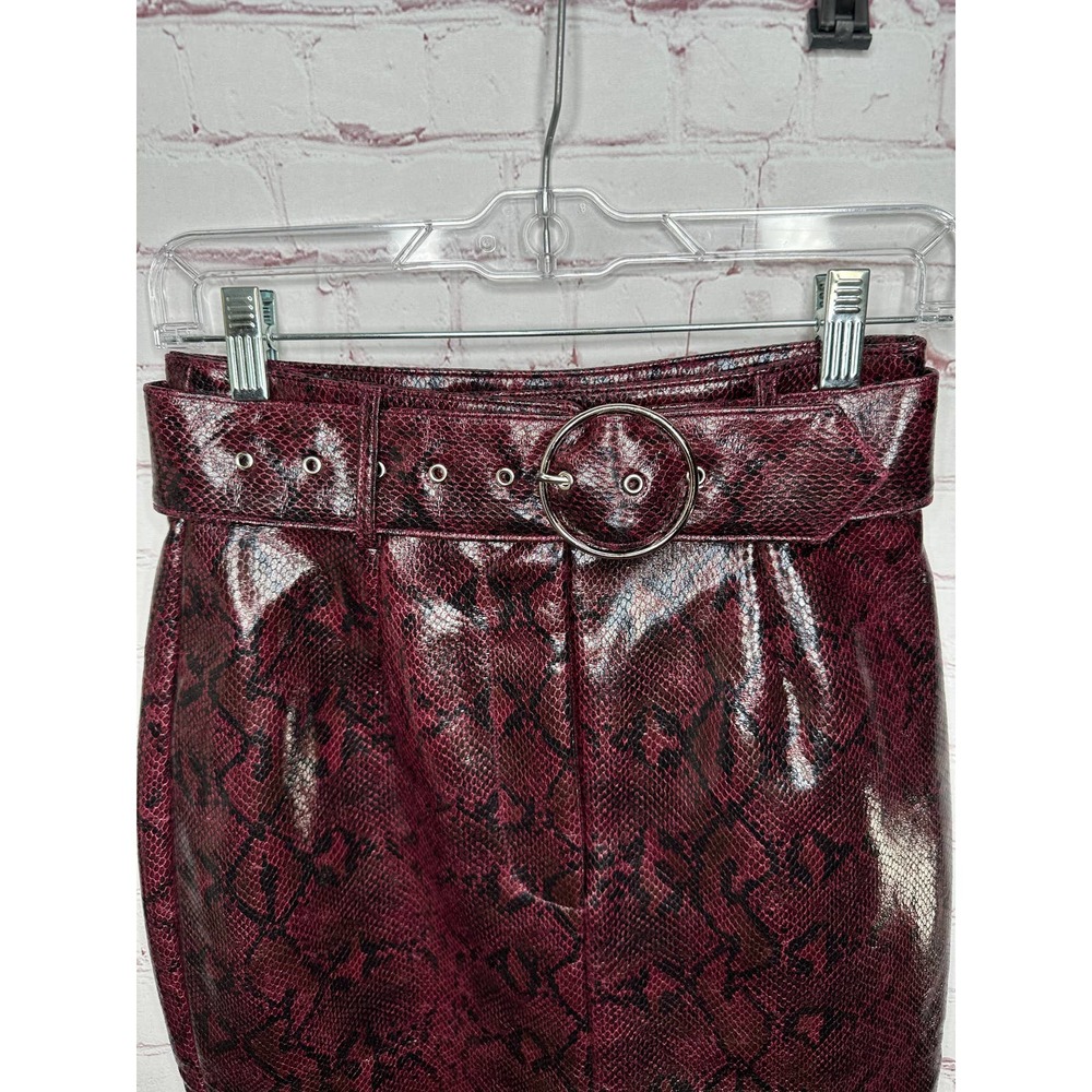 NEW Atoir Self Defined Skirt Black Burgundy Python Womens US 4 Pencil Belt - Picture 6 of 11